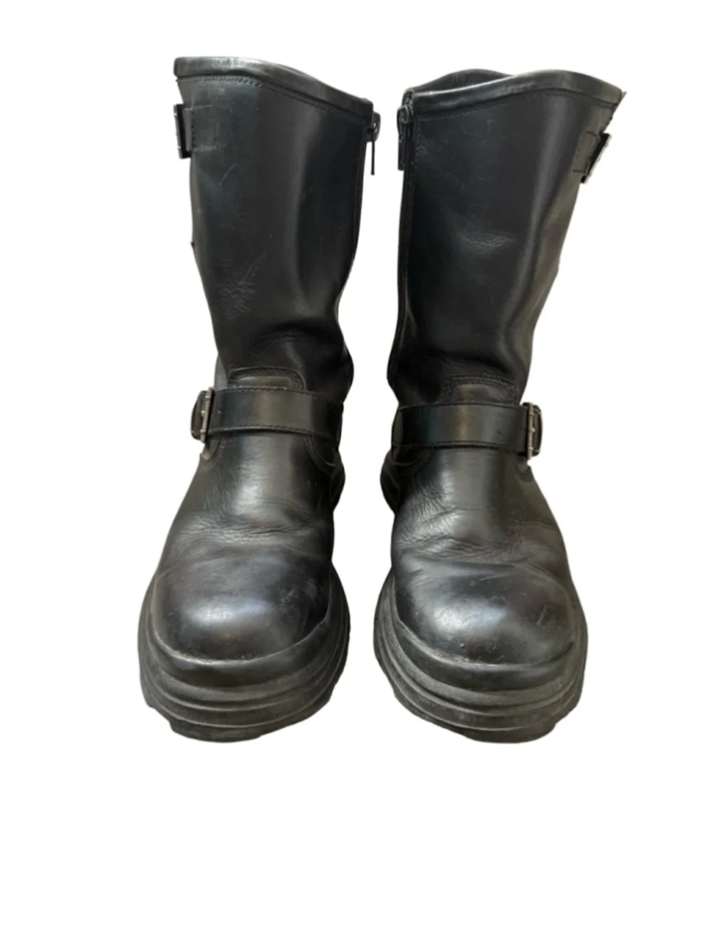Harley Davidson Black Leather Motorcycle Boots with Buckle Accent Size 8.5 Wide